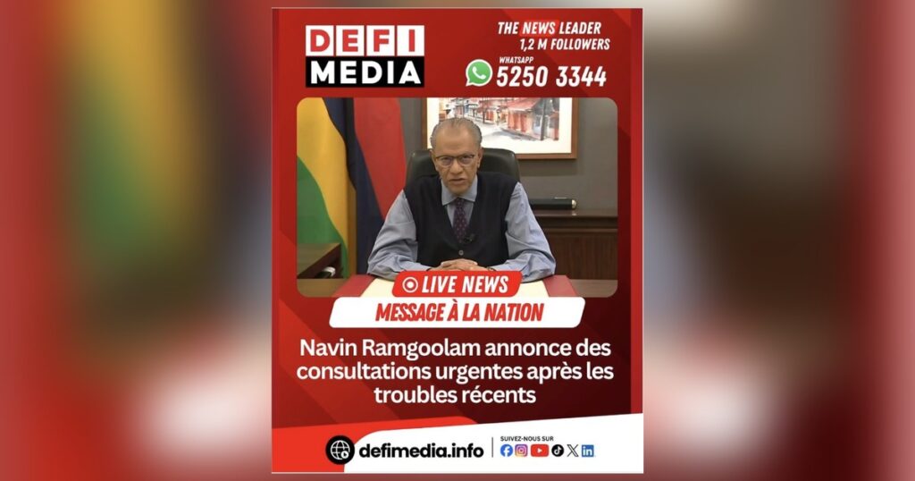 Déclaration de Navin Ramgoolam, visuel Defimedia